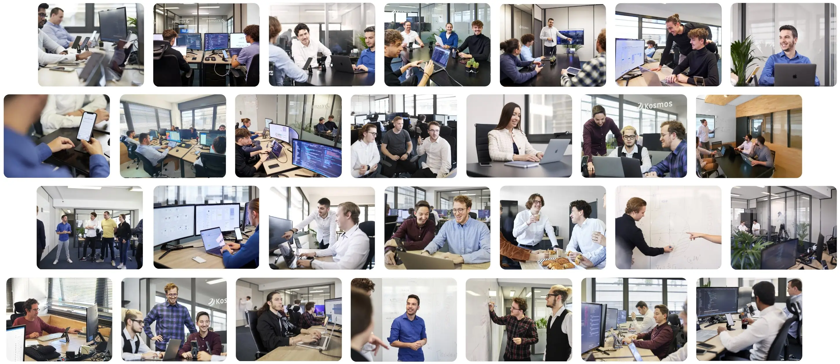 Équipes de développement de Kosmos Digital, spécialisée en création d'applications mobiles et web